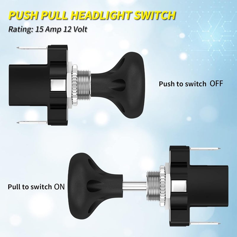 Joinfworld Golf Cart Headlight Switch Push Pull Type 12 Volt Universal Light Switch Button for Club Car, EZGO, Yamaha - 2Pcs - Image 3
